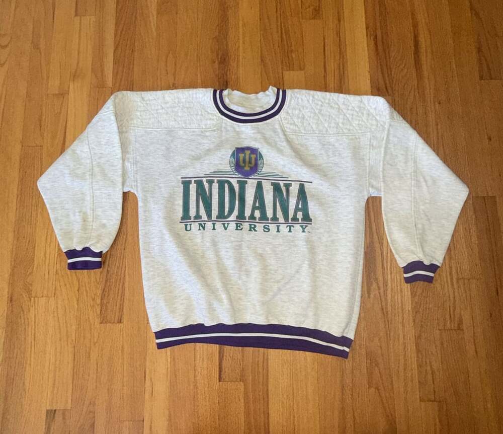 VTG 90s Indiana University Hoosiers Varsity Crewneck Sweatshirt Large
